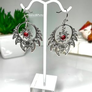 Bohemian earrings red crystal earrings tribal earrings dangle earrings in box